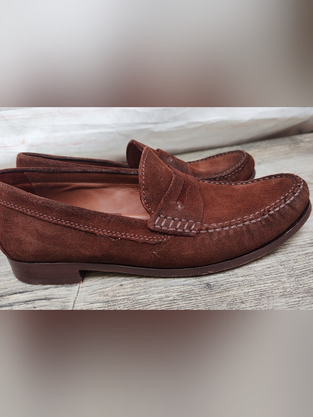 Johnston & Murphy Brown Suede Baldwin Penny Loafers,Sz 10M - Picture 3 of 8